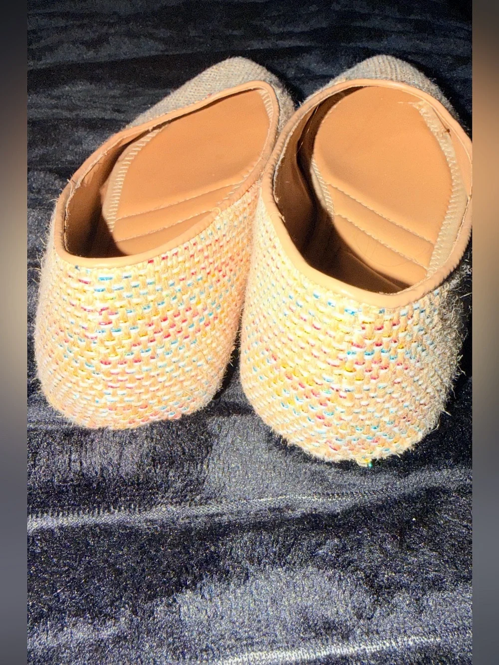 Kelly & Katie Pointed-Toe Flats in Beige with Pastel Multi Speckle